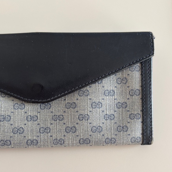 Gucci Black Gray Blue Gold Vintage Women's Wallet - Made in Italy - Picture 6 of 16